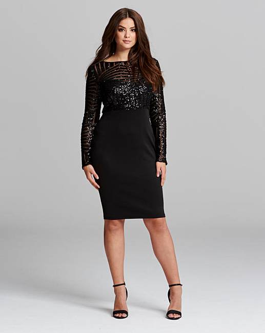 Black Sparkle Split Sleeve Bodycon Dress – AX Paris