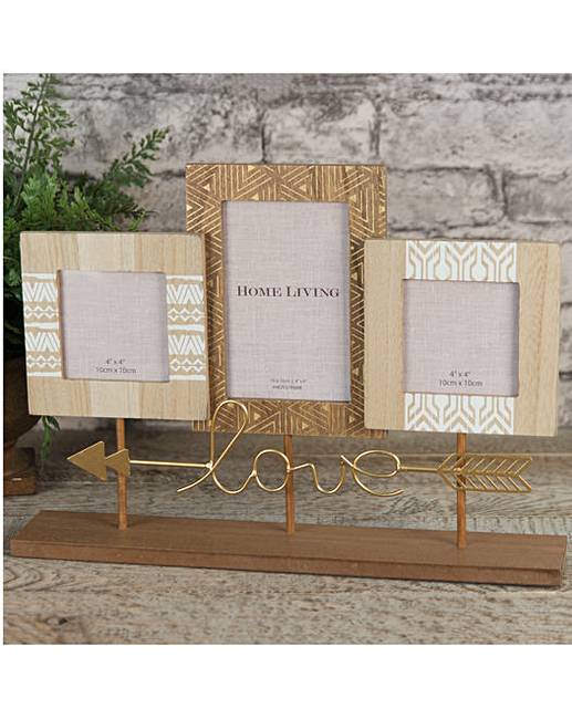 Morroccan Wooden Triple Photo Frame Fashion World