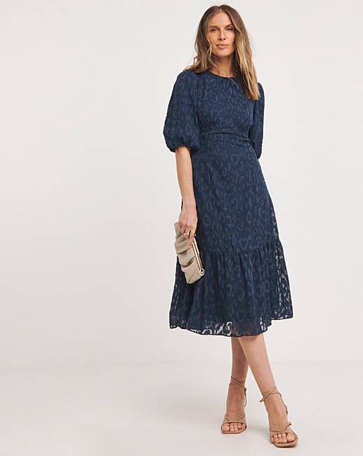 Joanna Hope Burnout Bubble Sleeve Dress | J D Williams