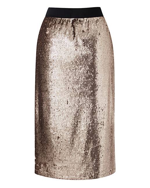 Sequinned Pencil Skirt | Simply Be