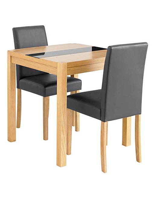Oakham Glass Panel Square Table 2 Chairs J D Williams