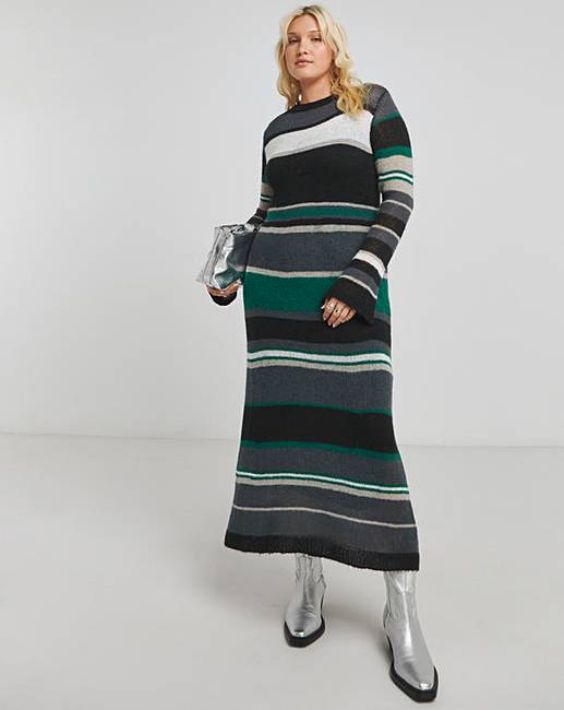 StripeKnittedMidaxiDress