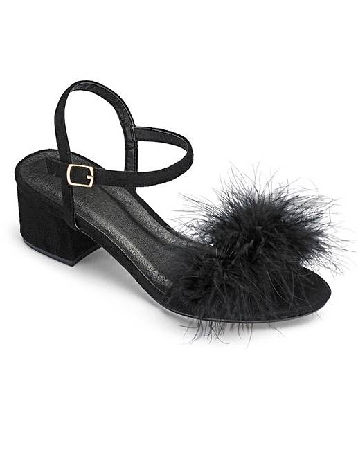 fluffy block heels