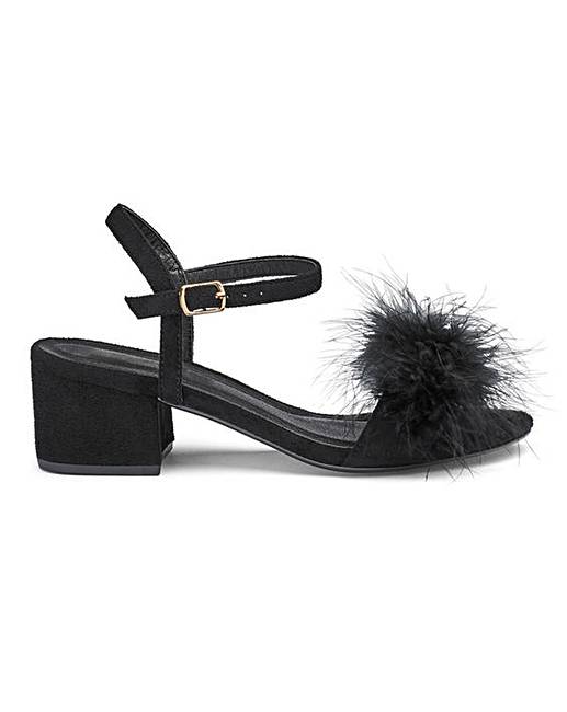 fluffy block heels
