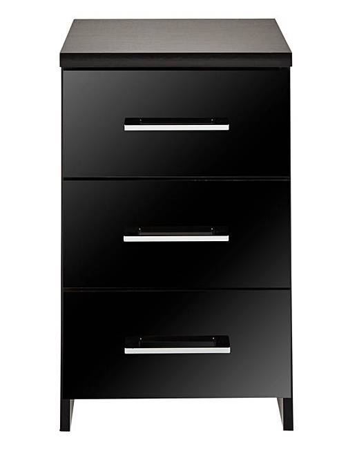 Riga Gloss 3 Drawer Bedside Table J D Williams
