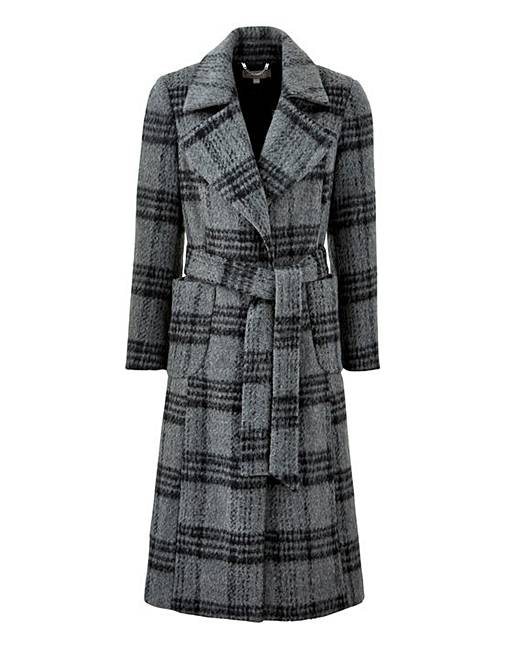 Grey Check Wool Fit and Flare Coat | Ambrose Wilson