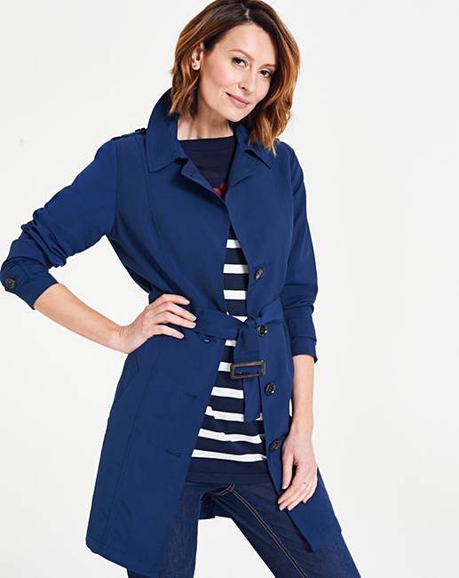 ladies navy single breasted mac