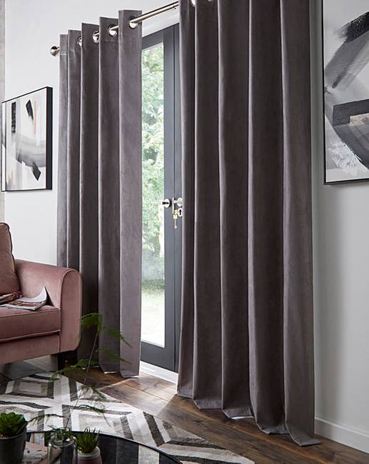 Faux Suede Blackout Eyelet Curtains