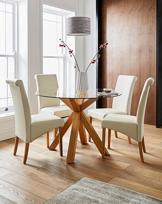 Albany Circular Table 4 Siena Chairs J D Williams Albany Circular Dining Table With 4 Siena Faux Leather Chairs
