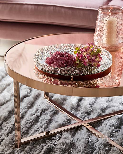 Ayla Rose Gold Mirrored Side Table