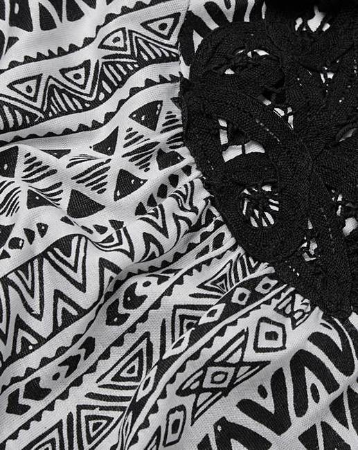 Black Aztec Asymmetric Lace Trim Vest | Fashion World