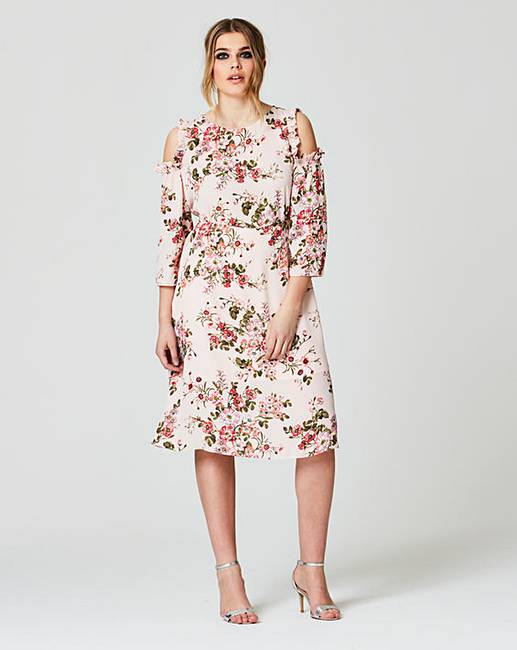 Simply Be Floral Cold Shoulder Midi | Simply Be