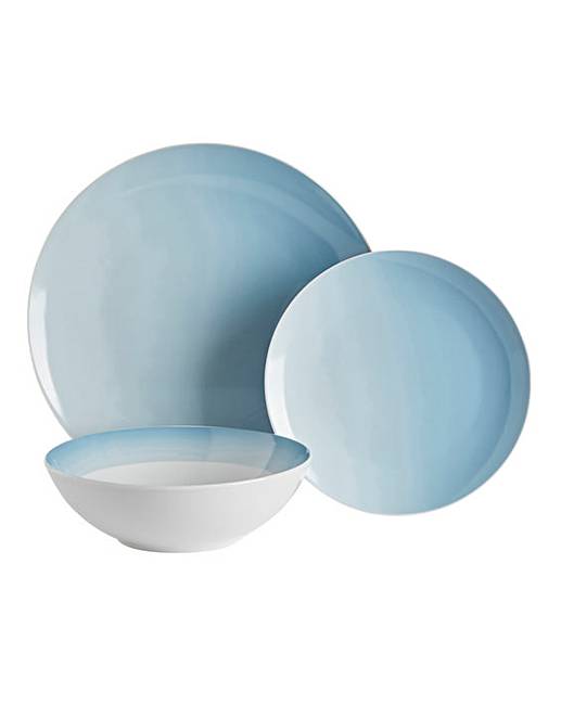 Ombre Blue 12pc Dinner Set J D Williams