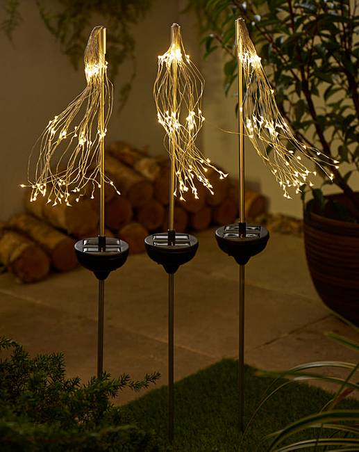 Set of 3 Solar Starburst Stake Lights Ambrose Wilson
