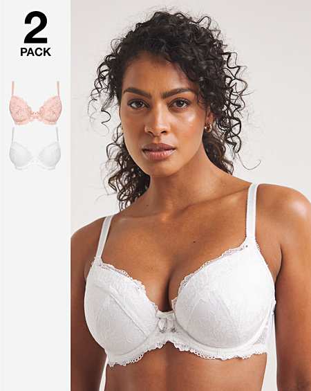 2 Pack Ella Lace Padded Plunge Bras