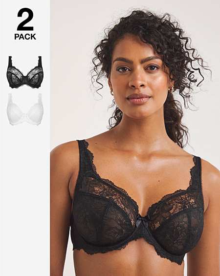 2 Pack Ella Lace Full Cup Wired Bras