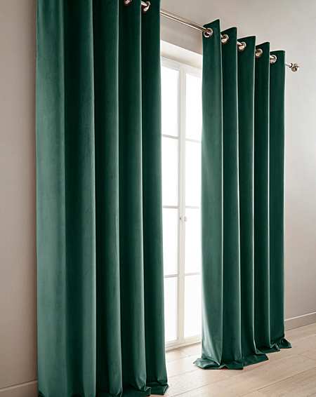 Green Velvet Curtains Blinds Poles Home J D Williams