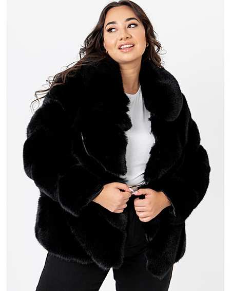 black faux fur plus size coat