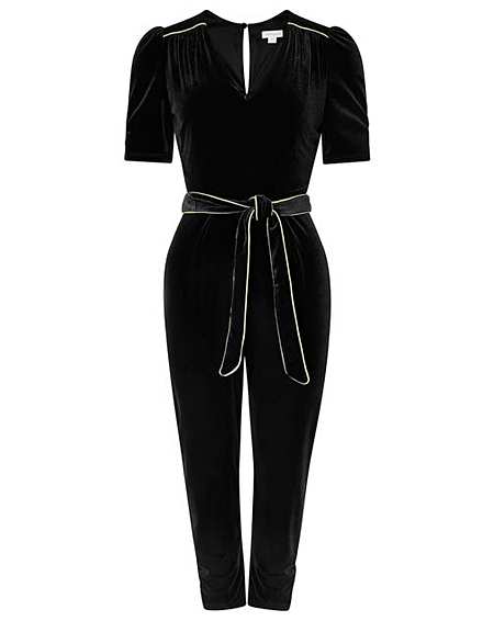 monsoon black velvet jumpsuit