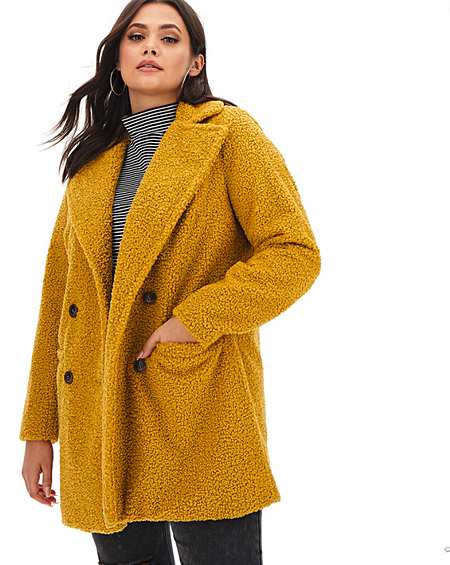 mustard teddy coat