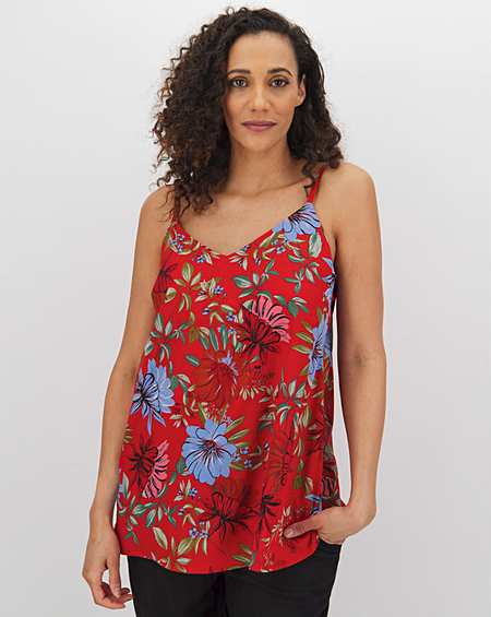 ex Anthology RED Jersey Wrap Front Camisole Vest Top 18 20 22 24 26 28 30 32