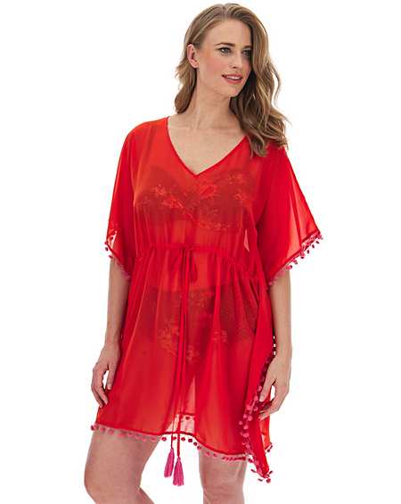 red kaftan beach cover up