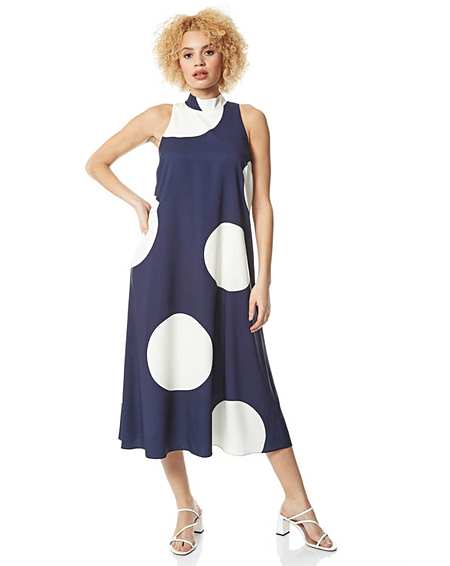 Roman Originals Women/'s Polka Dot Tie Front Dress