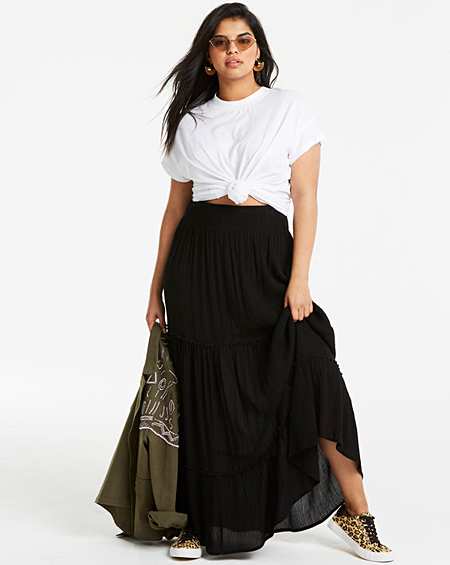 Womens Floral Print Crepe Maxi Skirt Simply Be