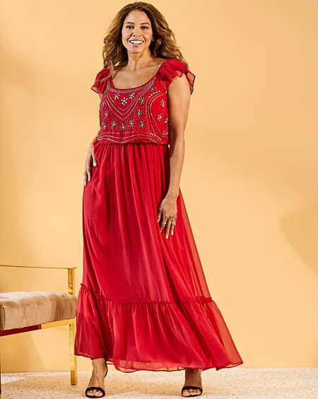 joanna hope beaded tiered boho dress