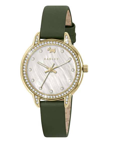 Radley Gold Green Leather Strap Watch Marisota