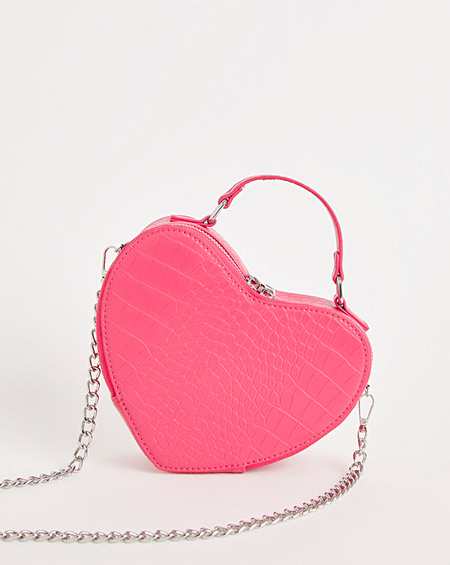 Pink Heart Chain Strap Bag