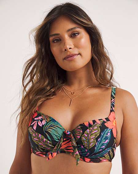 Buy JD Williams Black Tropical Print Mix and Match Padded Underwired Plunge  Swimsuit from Next Germany