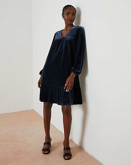 H&m blue outlet velvet dress