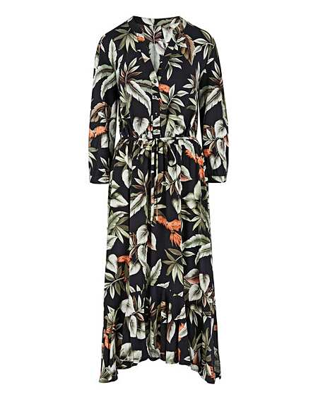 oasis tropical midi shirt dress