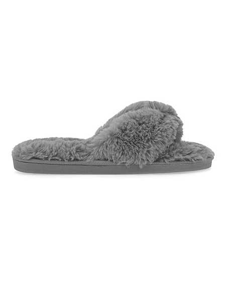 wide fit fluffy slippers