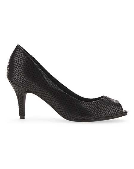 Black peep clearance toe court shoes