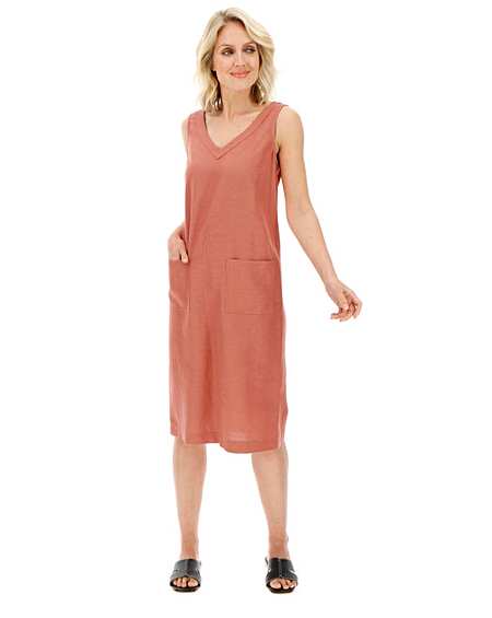 orange linen shift dress