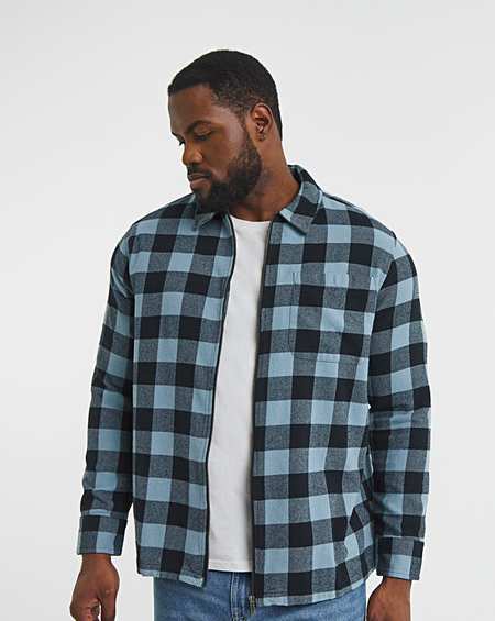 Brushed Buffalo Check Zip Overshirt | Crazy Clearance