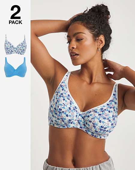 Slimma 2 Pack Cotton Full Cup Bras, Simply Be