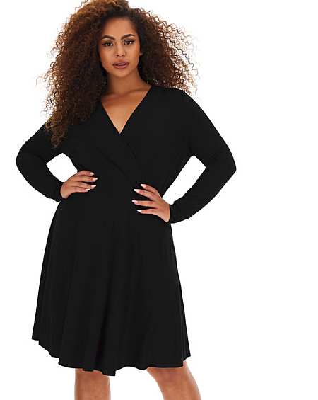 long sleeve wrap black dress Big sale ...