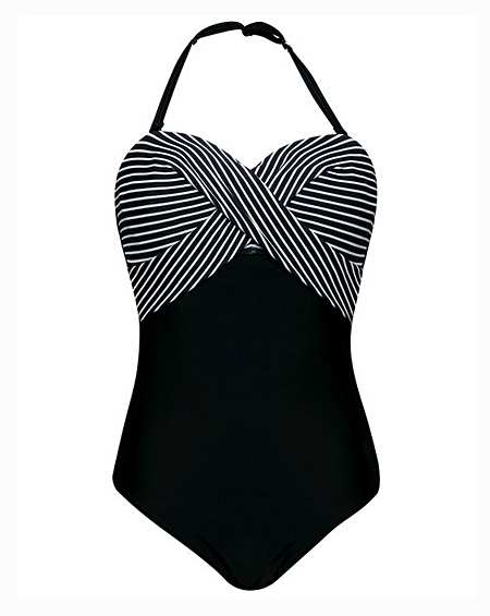 Figleaves Tailor Underwired Twist Front Tummy Control Swimsuit