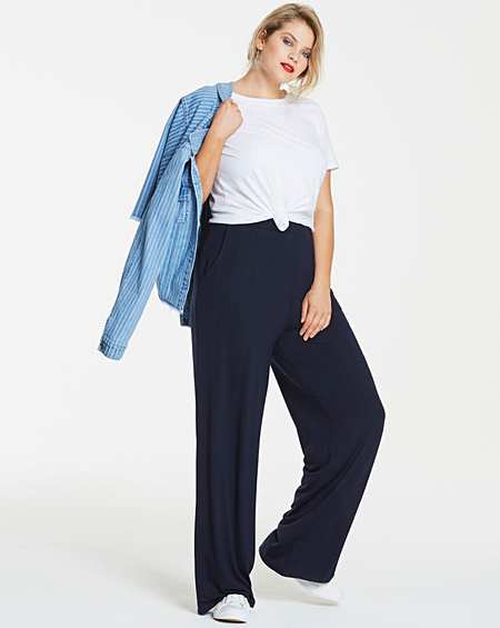 Womens Slouch Linen Mix Wide Trousers Simply Be