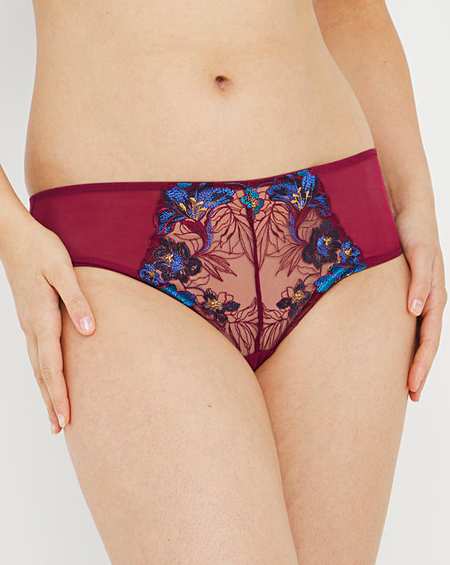 Contemporary Embroidery Blue Midi Brief