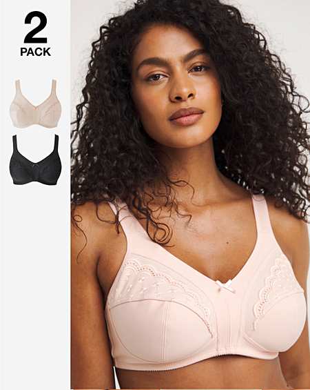 Just My Size Woman's Bras: 2-pack Undercover Slimming Full-Figure Wire  Free, Black/Black 44DDD