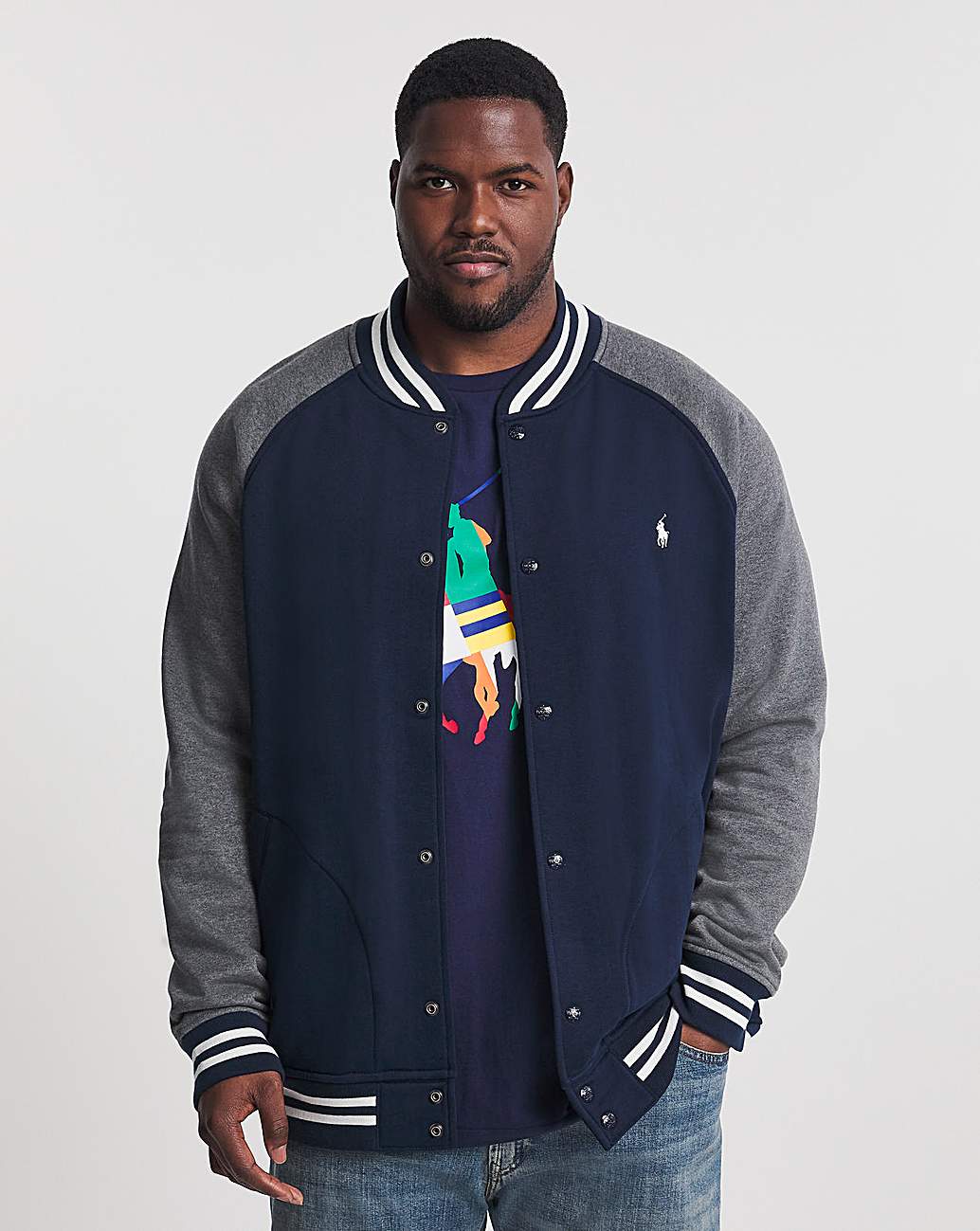 ralph lauren patchwork baseball jacket