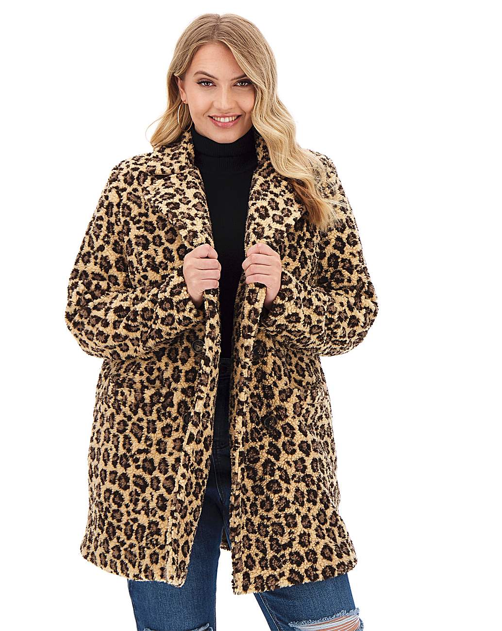 leopard print teddy coat