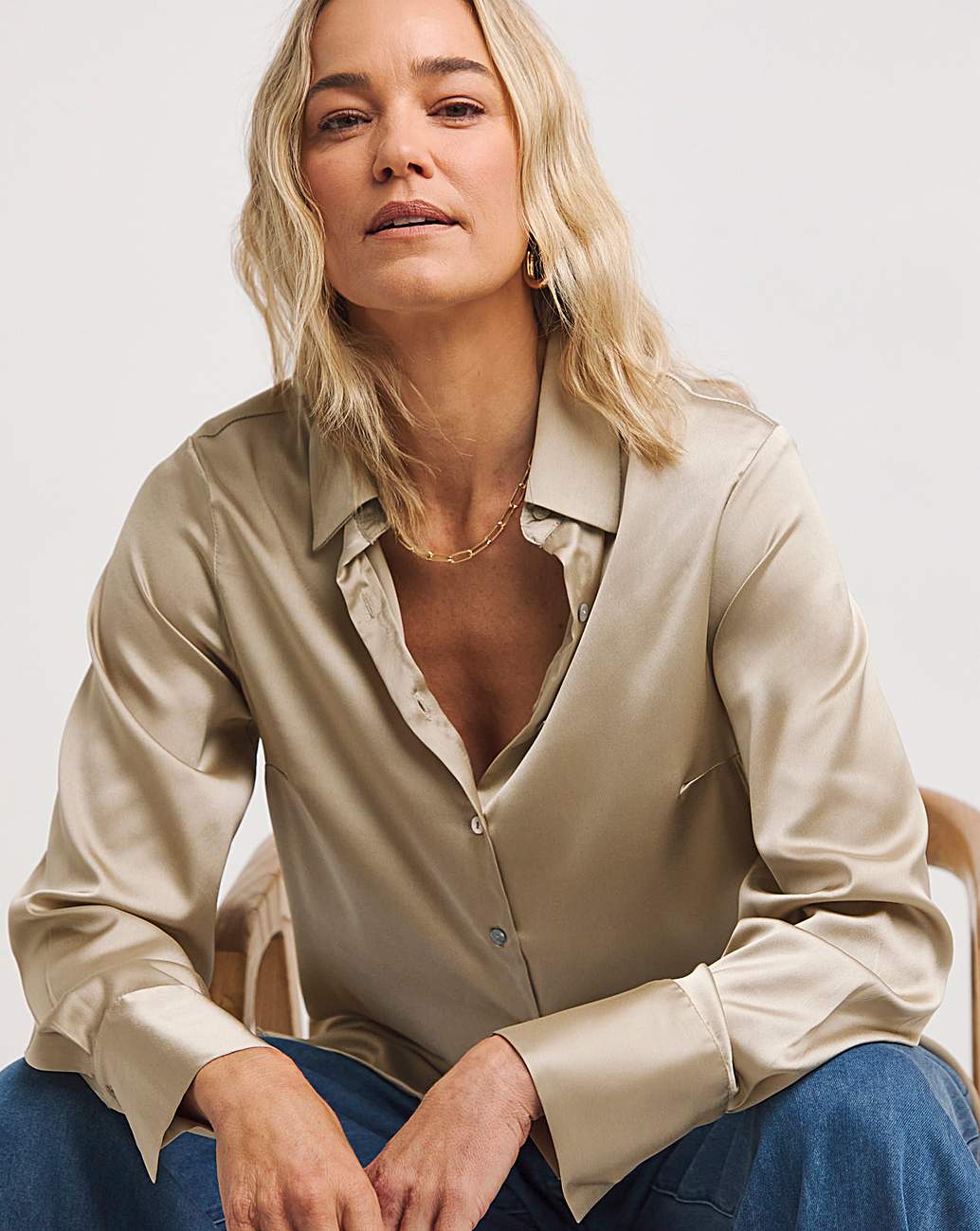 Neutral Satin Shirt Marisota