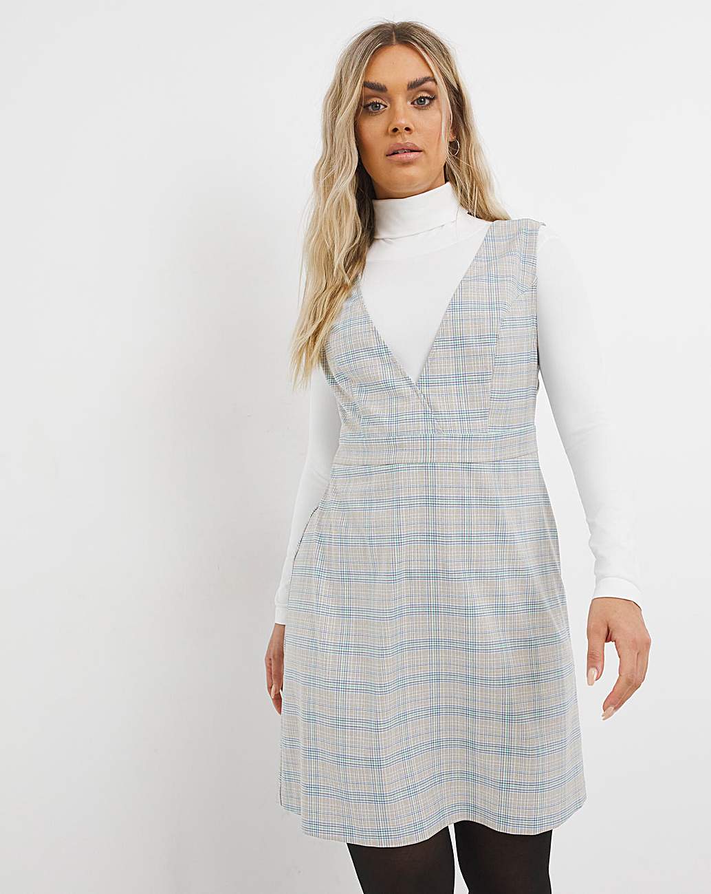 Grey checked shop dress