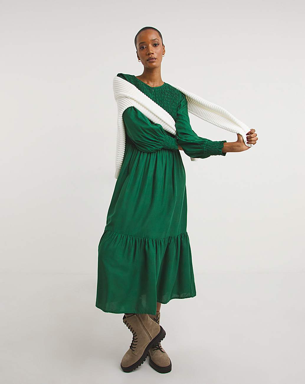 Green pleated dress sales zara