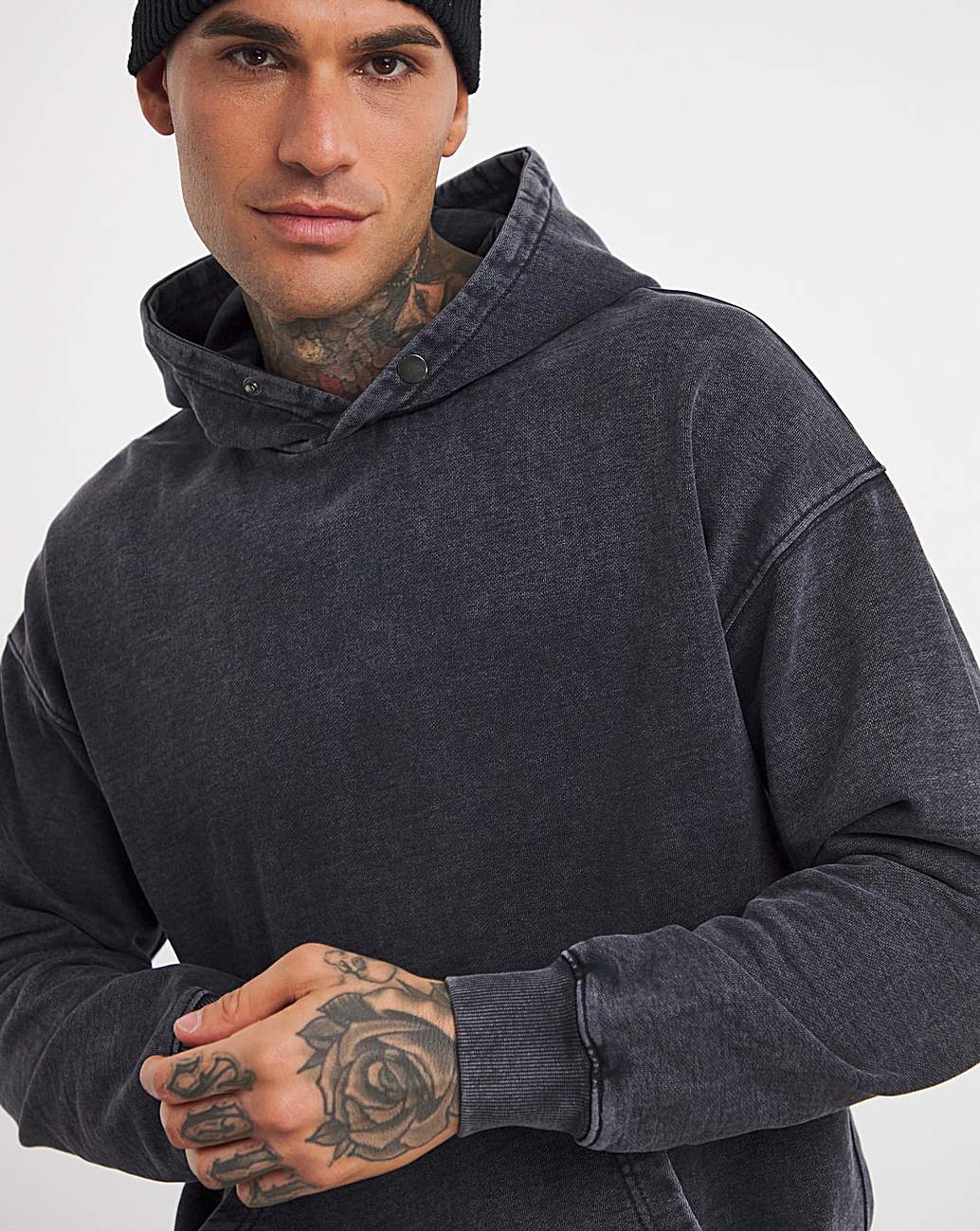 Relaxed Acid Wash Hoodie Sweat Long